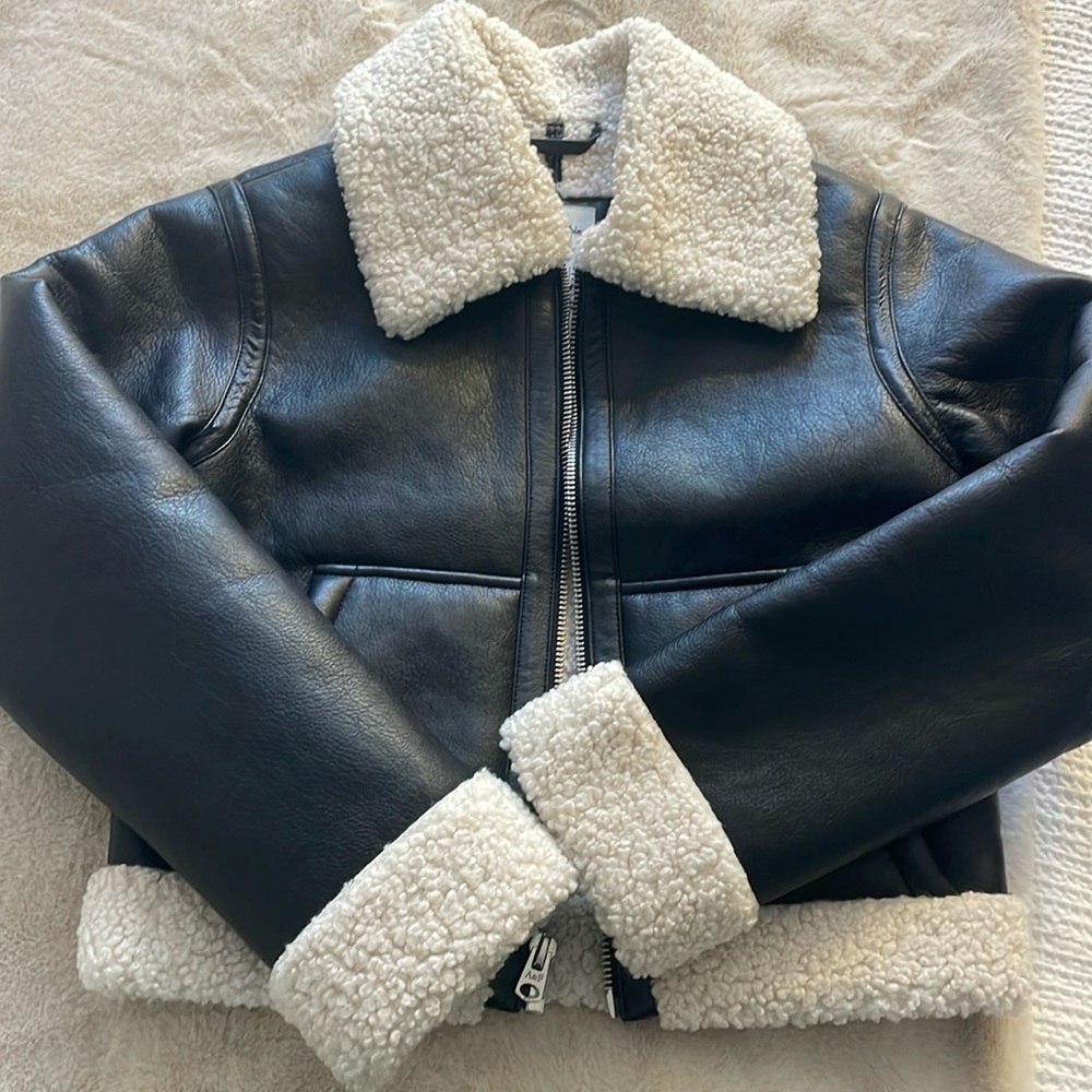 Abercrombie Sherpa lined leather jacket